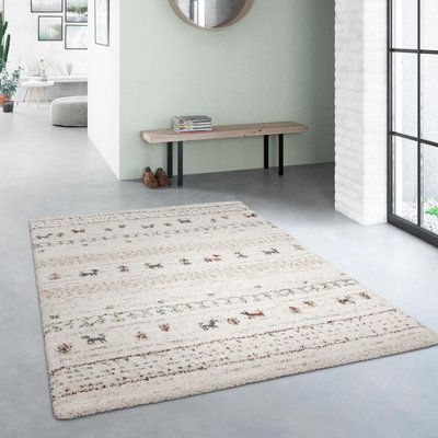 Tapis shaggy tissé motif berbère AMORE 3 UN AMOUR DE TAPIS