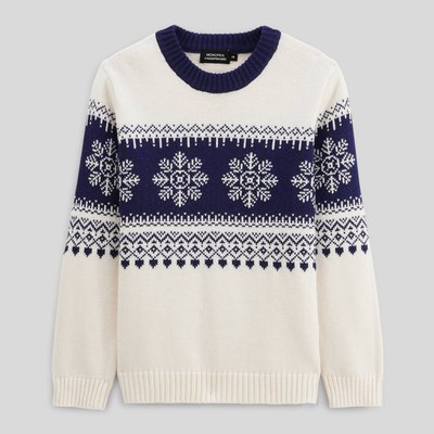 Pull jacquard col rond contient de la laine MONOPRIX