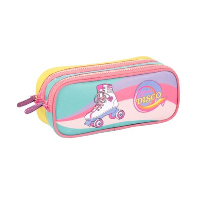 Trousse Scolaire Roller Disco Enfants - Rectangulaire 2 compartiments- Fermeture Zip VIQUEL