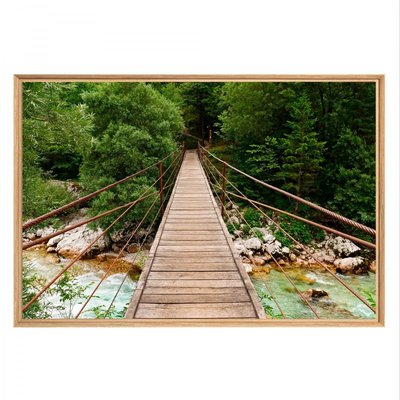 Tableau mural mat encadré pont en bois CEANOTHE
