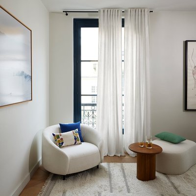 Rideau Celestina Tamisant en Effet bouclé léger Blanc 145x280 cm MADURA