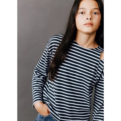 T-shirt rayé avec découpe MANGO KIDS