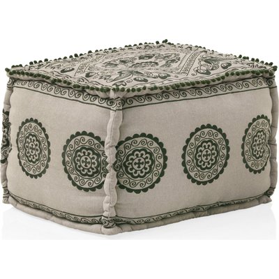Pouf rectangulaire brodé coton polyester  assise moelleuse RECOLLECTION