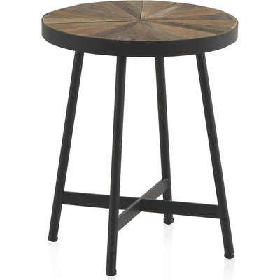 Table d'appoint bois naturel et métal style rustique élégant RECOLLECTION