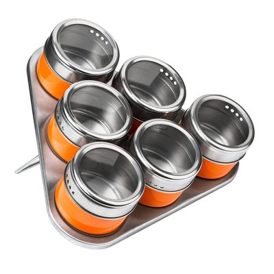 Set of 6 Spice Jars with Rack in Orange SO'HOME