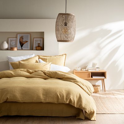 Housse de couette en lin lavé, RÊVE DE LIN BLANC CERISE