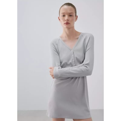 Chemise de nuit en coton et viscose à encolure en V MANGO