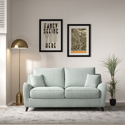 Amelia Soft Brushed 2 Seater Sofa with Dark Wood Legs ÉDITÉ