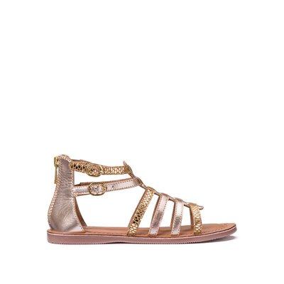 Золотые кожаные сандалии с молнией сзади LA REDOUTE COLLECTIONS