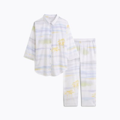 Pyjama col classique en satin, HORIZONS LAURENCE TAVERNIER