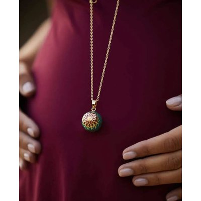 Bola de grossesse - Magnolia - Email multicolor - Doré Or 18 carats CACHE COEUR