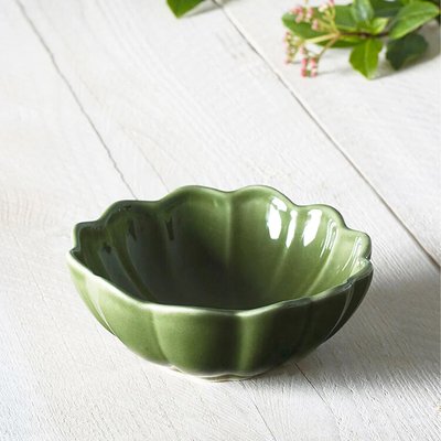 Set of 2 Small Scallopped Dip Bowls in Green MM LIVING