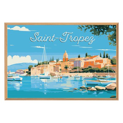 Tableau mural illustration port de Saint-Tropez CEANOTHE