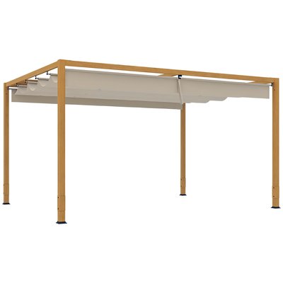 Pergola et gazebo Aluminium Bois naturel OUTSUNNY