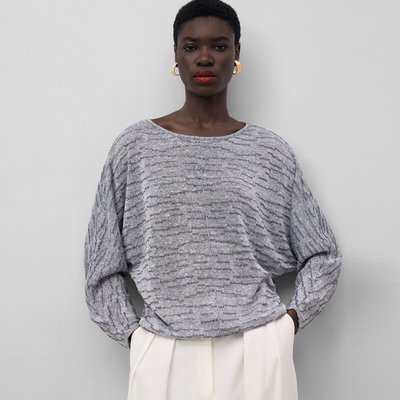 Pull bicolore en maille en lin mélangé ADOLFO DOMINGUEZ