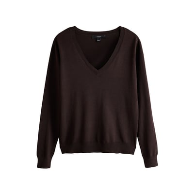 Pull doux en maille de coton à col v NEXT