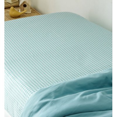 Drap housse 1 personne en percale de coton bio, VICHY KADOLIS