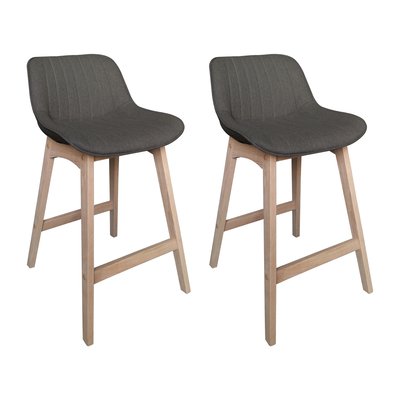 Lot 2 chaises d'ilot chêne et tissu MELLOW MOB IN