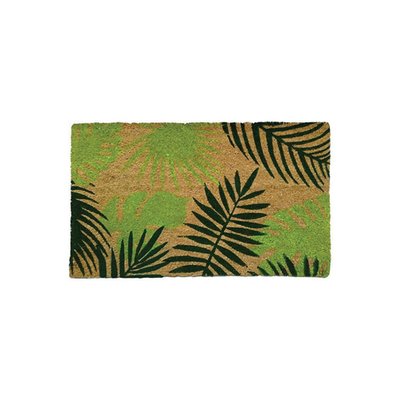Paillasson Coco Feuilles Tropicales Vertes- 75x45cm ESSCHERT DESIGN