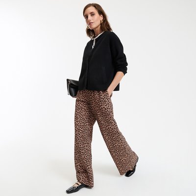 Pantalones de pernera ancha, talle alto y estampado de leopardo LA REDOUTE COLLECTIONS