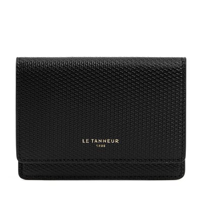 Porte cartes à rabat en cuir signature T EMILIE LE TANNEUR