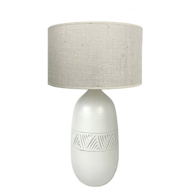 Lampe en terre cuite avec abat-jour jute, KÉO INCA GERARD LAMY