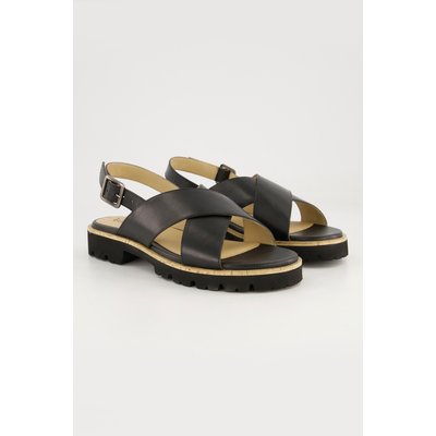 Sandales en cuir. Brides croisées - largeur H , pied large ULLA POPKEN