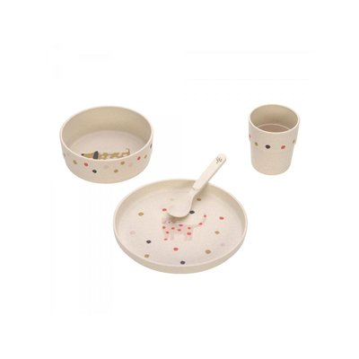 Coffret repas Little Mateys orange épicé (assiette, bol, tasse, cuillères) LASSIG