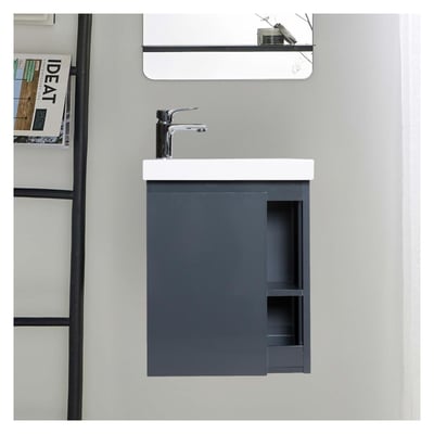 Ensemble lave-mains avec rangement latéral avec robinet chromé HAMPTON MOB IN