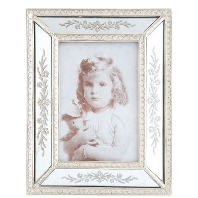 Cadre photo classique mural ou à poser en résine argenté et miroirs 10x15cm WADIGA