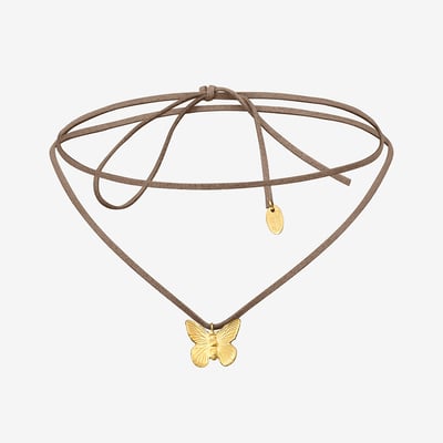 Collier/bracelet doré cordon petit modèle beige - butterfly CAROLINE NAJMAN