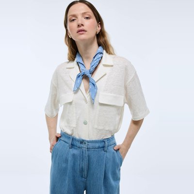 Chemise à manches courtes poches poitrine en lin MONOPRIX