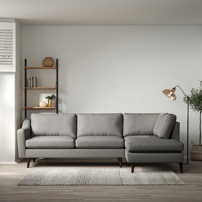 Rosa Curve Soft Brushed Chaise - Right Facing with Dark Wood Legs SO'HOME