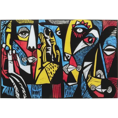 Tableau en verre visages abstraits 150x100cm KARE DESIGN