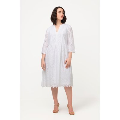 Robe midi en dentelle ajourée. Col tunisien ULLA POPKEN