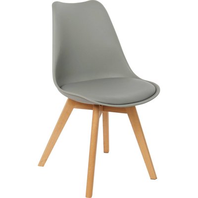 Chaise scandinave grise assise confortable bois naturel design RECOLLECTION