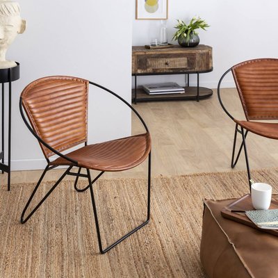 Fauteuil en cuir marron  JAYA MADE IN MEUBLES 