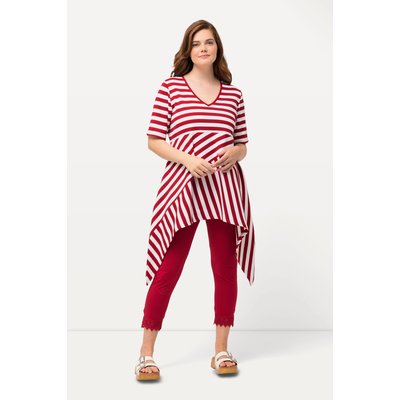 T-shirt long rayé en coton bio. Col en V ULLA POPKEN