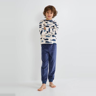 Pyjama velours manches longues imprimé contient BIO MONOPRIX