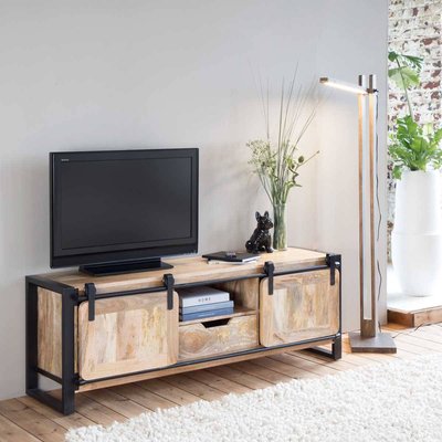 Meuble TV en bois de manguier 160 cm  NEW-YORK MADE IN MEUBLES 