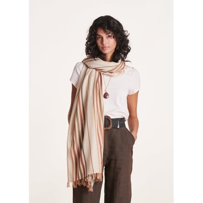 Foulard fines rayures en coton LA FEE MARABOUTEE