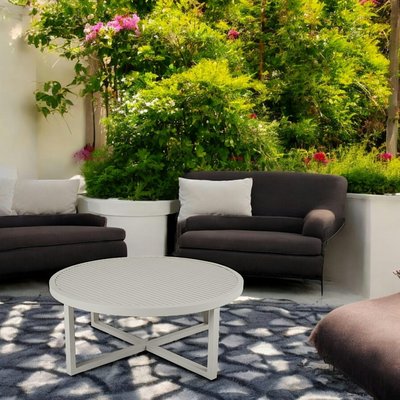 Table basse de jardin en aluminium gris sable D 100 cm OSLO PIER IMPORT