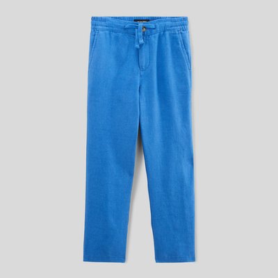Pantalon droit élastiqué uni en 100% lin MONOPRIX