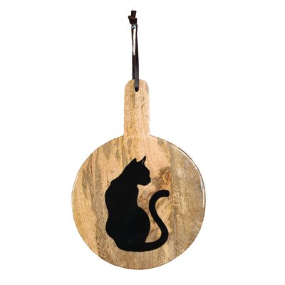 Planche à découper ronde en bois 30 cm CHAT SNOOKY SENSEI MAISON