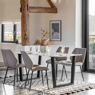 Brant Marble Effect Glass Dining Table (Seats 6) SO'HOME