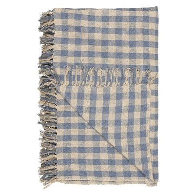 Plaid coton rayé naturel franges IB LAURSEN
