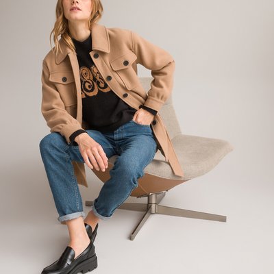 Sovracamicia con bottoni, in misto lana LA REDOUTE COLLECTIONS