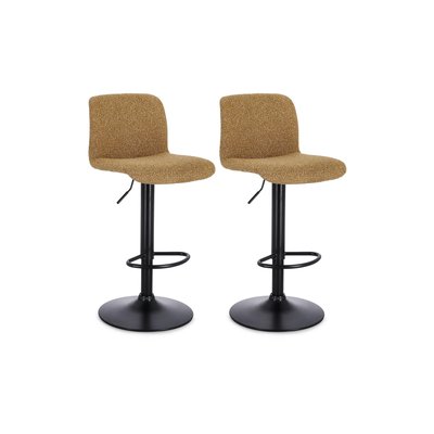 Tabourets de bar réglables en métal noir et tissu (lot de 2) - RAPHAEL HELLIN, DEPUIS 1862