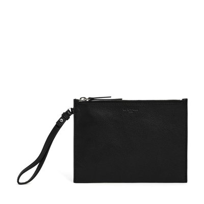 Pochette zippée avec dragonne en cuir grainé LE TANNEUR