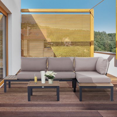 Ensemble salon de jardin d'angle design contemporain 5 places alu. OUTSUNNY